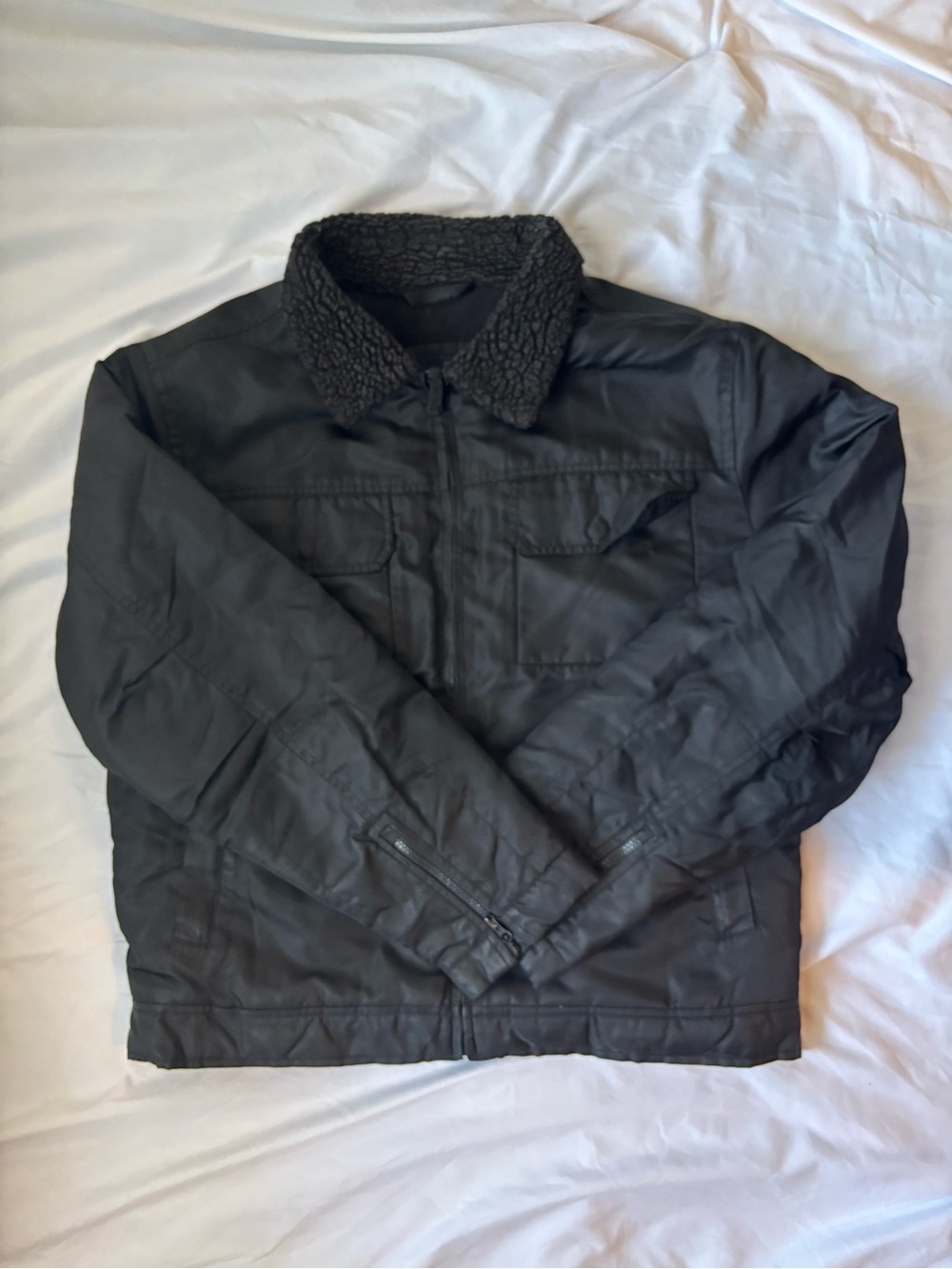 Vintage Early 2000’s GAP Black Nylon Sherpa Collar Utility Bomber Jacket - M